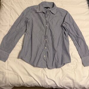 Banana Republic Women's Blue Pinstripe Button Down Shirt